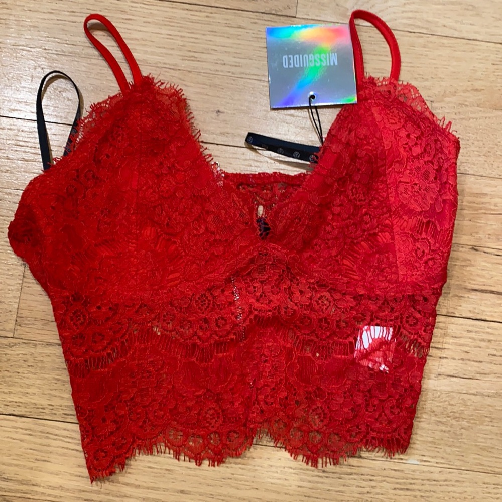 misguided red lace cami